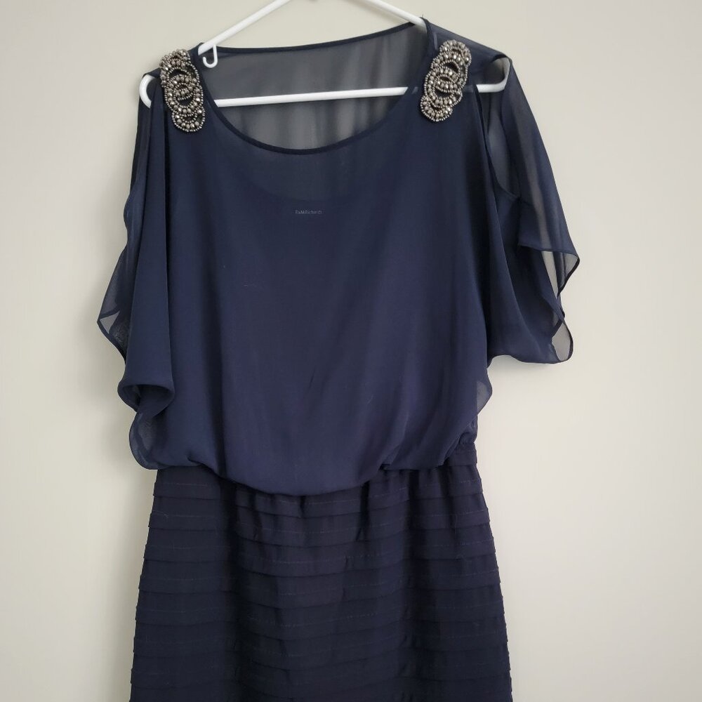 R & M Richards Blue Dress with Beaded shoulders